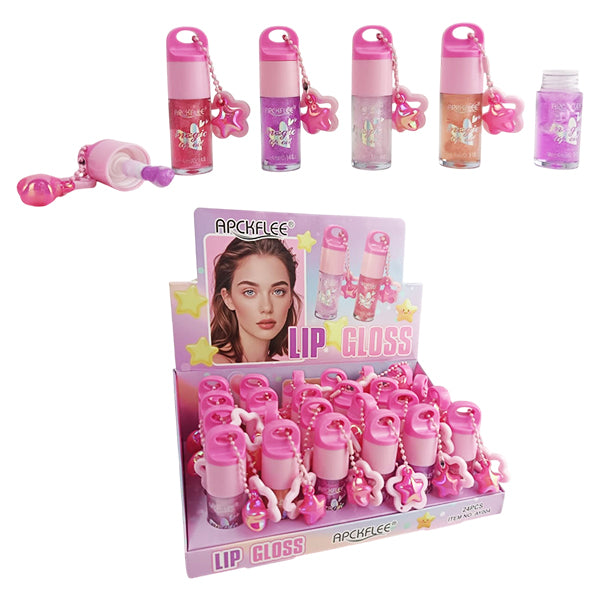 Lip gloss con llavero estrella Caja de 24 unidades