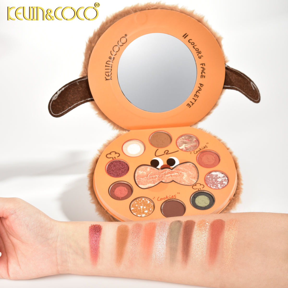 KEVIN&COCO 11-Color Cookie Makeup Palette with Mirror & Unique Design for Creative Makeup Looks