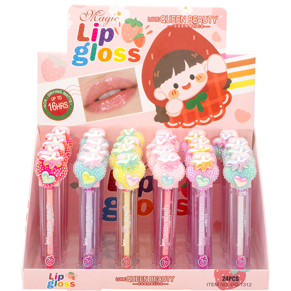 Lip gloss magico fresa ⭐️ ( Caja de 24 Unidades)