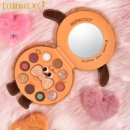 KEVIN&COCO 11-Color Cookie Makeup Palette with Mirror & Unique Design for Creative Makeup Looks